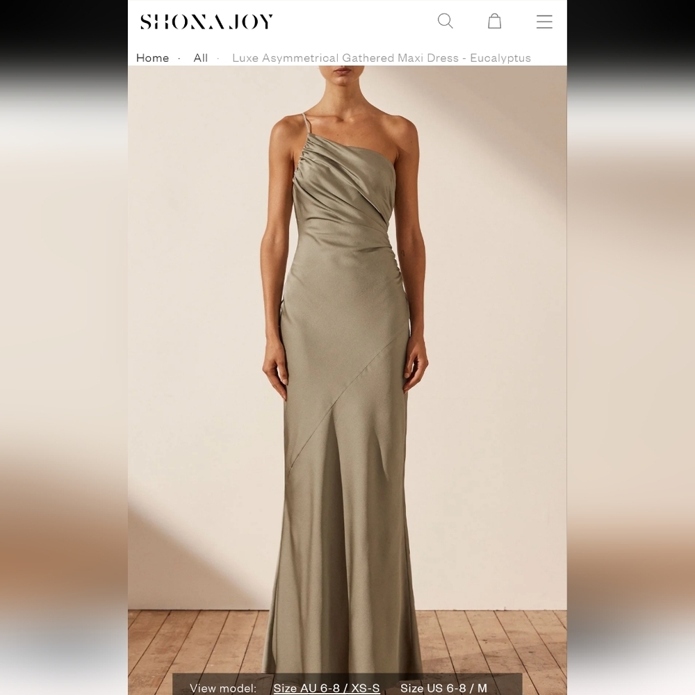 Shona Joy Eucalyptus One Shoulder Sheath Dress NWT